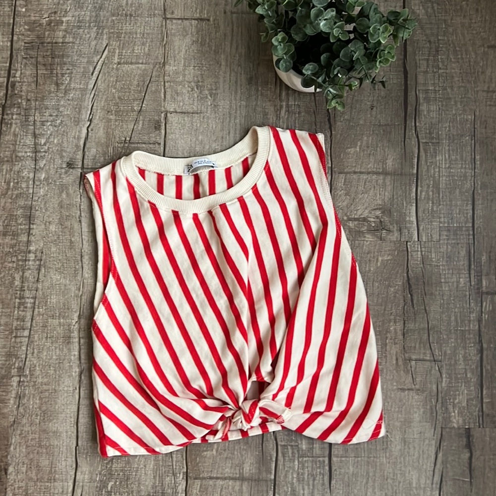 Zara cropped red striped tank size medium